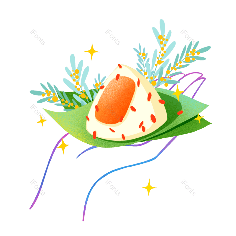 插画图片,传统美食元素,端午节PNG,扁平风免抠素材
